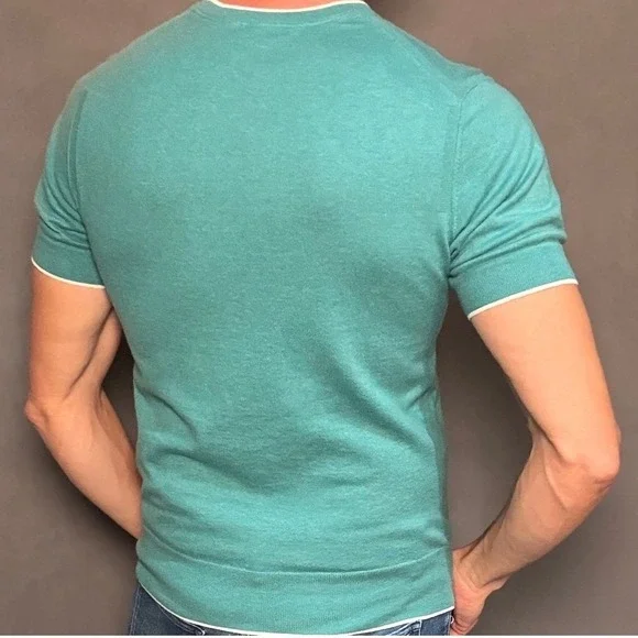 N.Peal London Aqua Blue Cotton-Cashmere Tee (NWOT) – Size S - Picture 2 of 5